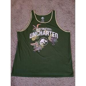 Jurrasic World Rebirth Mens Size-3XL Destination Uncharted Tank Top Green